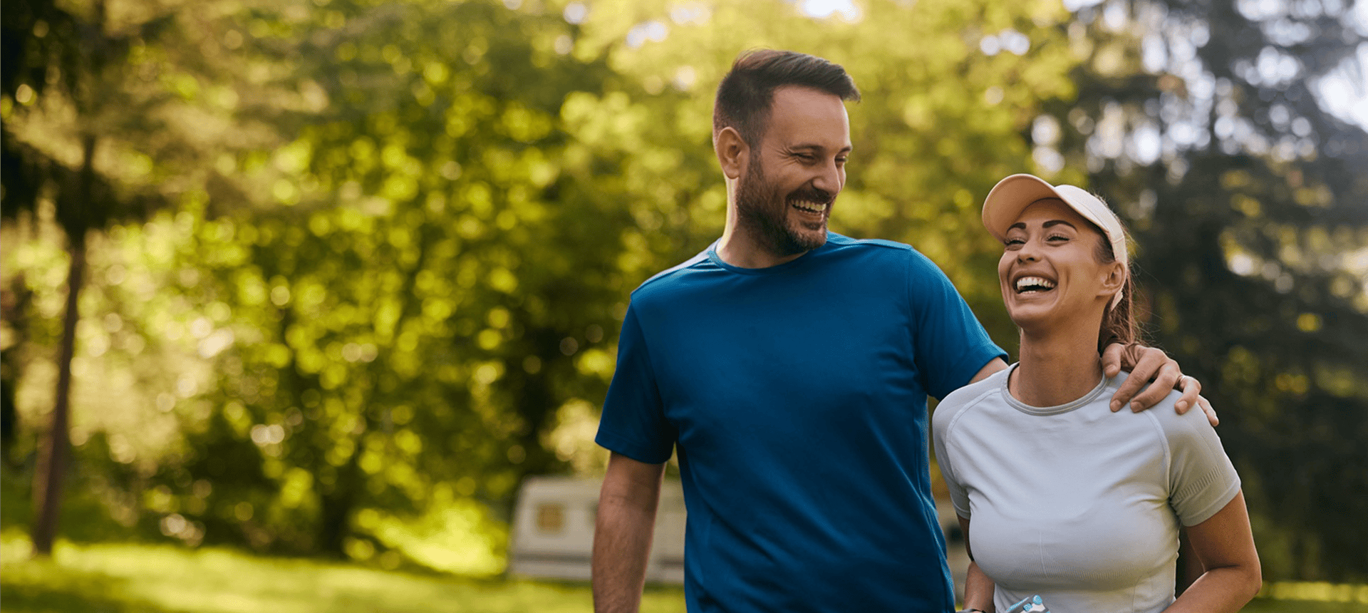 Couple enjoying a joyful run together
